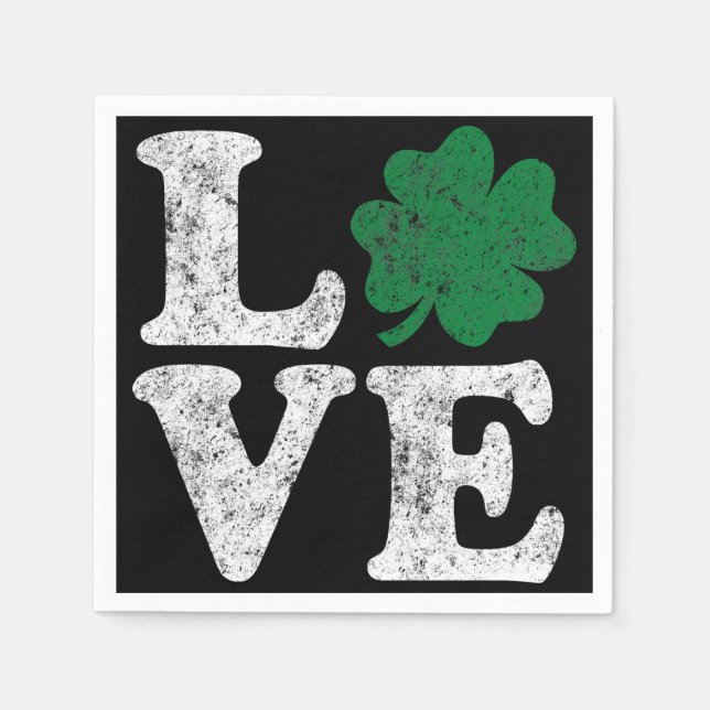 Servilleta De Papel St Patrick's Day LOVE Shamrock Irish (Anverso)