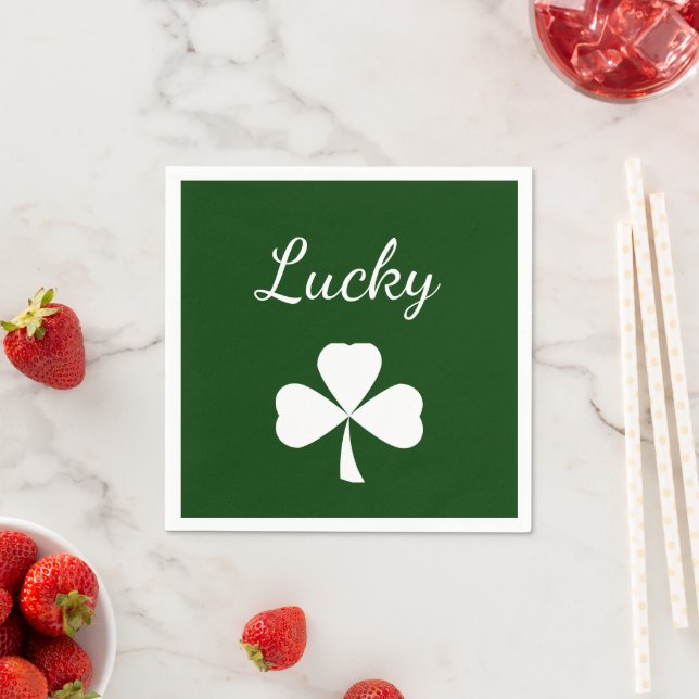 Servilleta De Papel St. Patrick's Day Lucky Shamrock Green (In situ)
