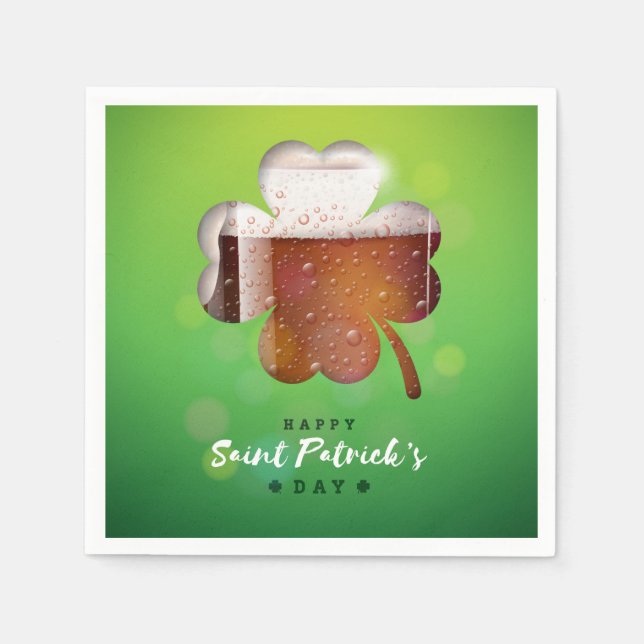 Servilleta De Papel St. Patrick's Day Shamrock Beer (Anverso)