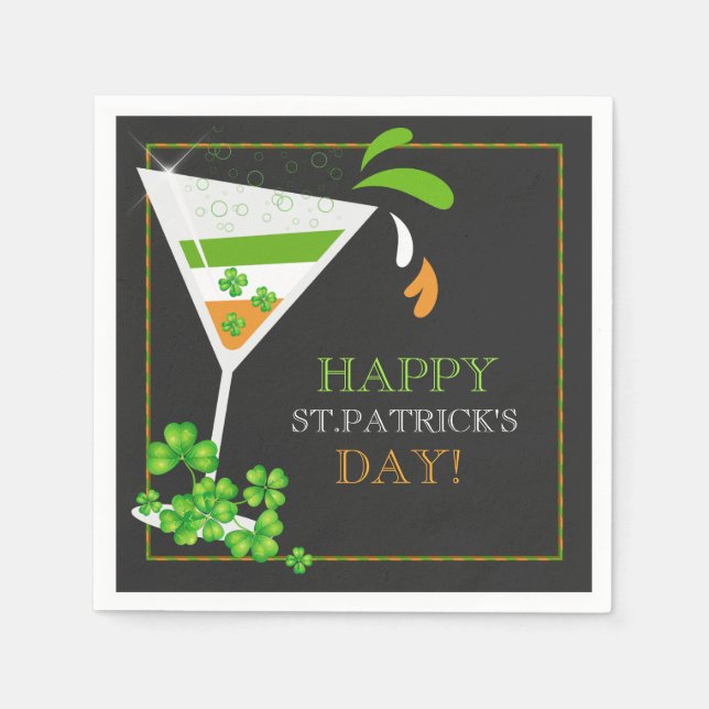 Servilleta De Papel St. Patricks Day Shamrock Cocktail Paper Napkins (Anverso)