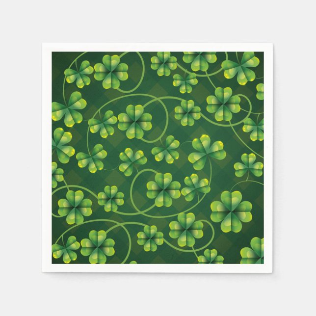 Servilleta De Papel St. Patrick's Day Shamrock Plaid (Anverso)