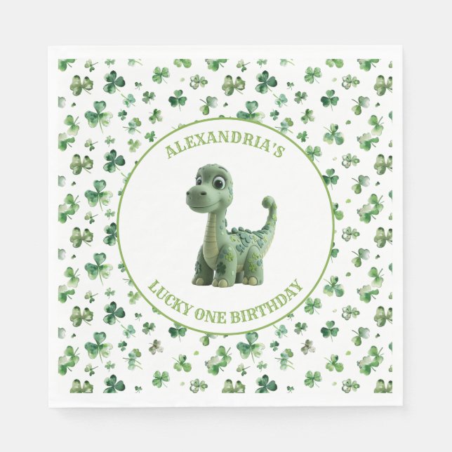 Servilleta De Papel St Patricks Lucky One Dinosaur Paper Napkin (Anverso)