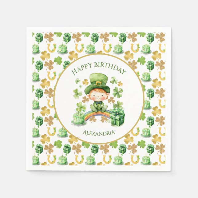 Servilleta De Papel St Patricks Lucky One First Birday (Anverso)