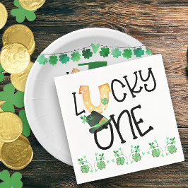 Servilleta De Papel St Patricks Lucky One Horseshoe and Shamrock Fiest