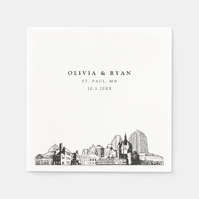 Servilleta De Papel St. Paul Skyline Boda Papel Cocktail Napkin (Anverso)