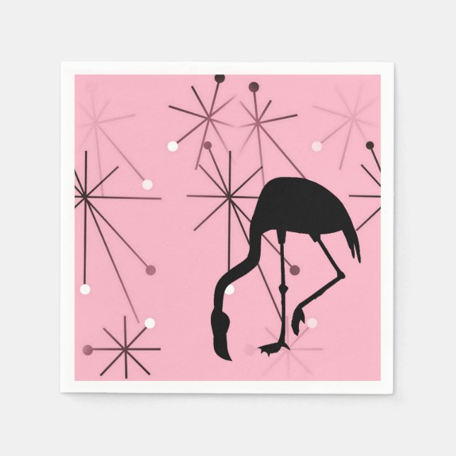 Servilleta De Papel Starburst Atómico de MidCentury Modern Flamingo Pi (Anverso)