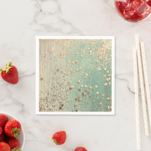 Servilleta De Papel Stardust de oro en Sea Green