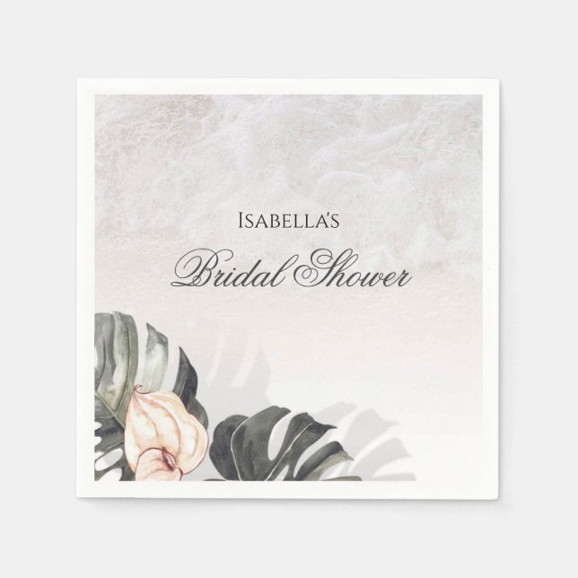 Servilleta De Papel Starfish and Shells Tropical Beach Bridal Shower (Anverso)