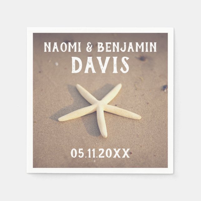Servilleta De Papel Starfish Beach Wedding Napkins (Anverso)
