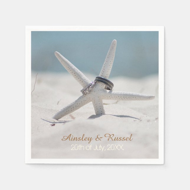 Servilleta De Papel Starfish Beach Wedding Napkins (Anverso)