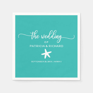 Servilleta De Papel Starfish Beach Wedding Verde azulado Turquesa y Bl