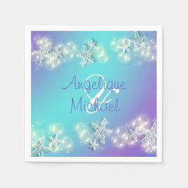 Servilleta De Papel Starfish burbujas azul morado parejas blancas nomb