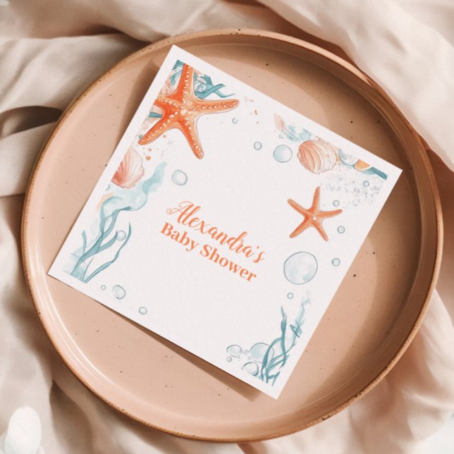 Servilleta De Papel Starfish de playa y Seashells Elegante Baby Shower (Subido por el creador)