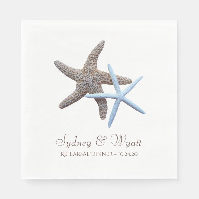Servilleta De Papel Starfish Pareja Personalizado ensayar servilletas  (Anverso)