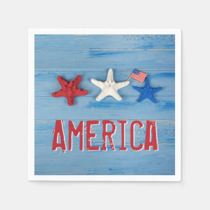 Servilleta De Papel Starfish Patriótico Con Bandera Estadounidense