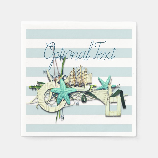 Servilleta De Papel Starfish, Red de Pesca y Barco Alto Náutico (Anverso)