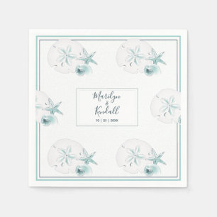 Servilleta De Papel Starfish Shells Modern Elegant Beach Wedding Fiest