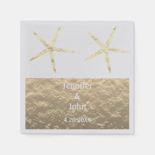 Servilleta De Papel Starfish Tropical Gold Silver White Custom Wedding