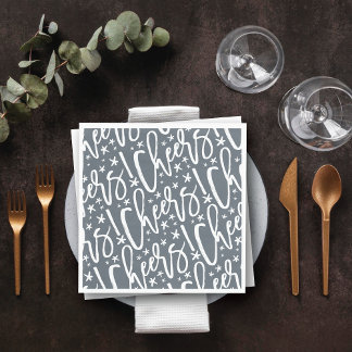 Servilleta De Papel Starry Cheers Brush Script Pattern Año Nuevo moder