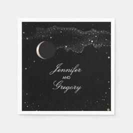 Servilleta De Papel Starry Night Stars Black and Gold Boda