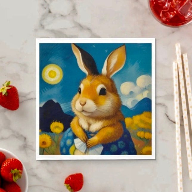 Servilleta De Papel Starry Spring Bunny Paper Napkin (Subido por el creador)