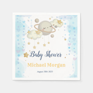 Servilleta De Papel Stars Planet Clouds Blue Baby Shower