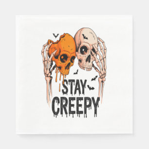 Servilleta De Papel Stay Creepy PNG, Halloween con cráneo retro