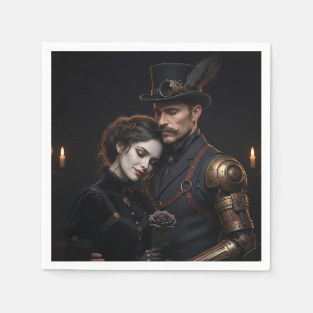 Servilleta De Papel Steampunk Gothic Paar (Anverso)