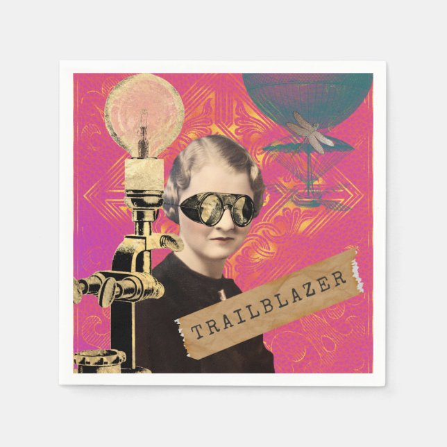 Servilleta De Papel Steampunk Woman Trailblazer Pop Art (Anverso)