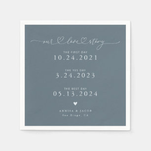 Servilleta De Papel Steel Blue Our Love Story Script Hearts Boda