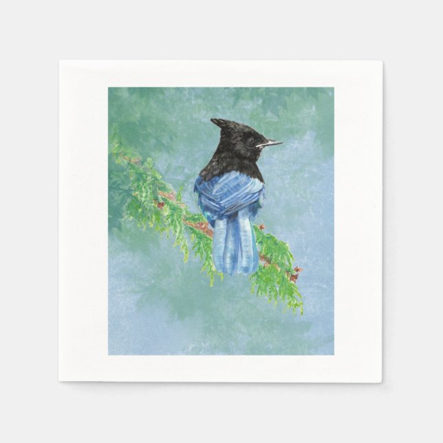 Servilleta De Papel Stellar Jay Bird Farmhouse Rustic Country Art (Anverso)