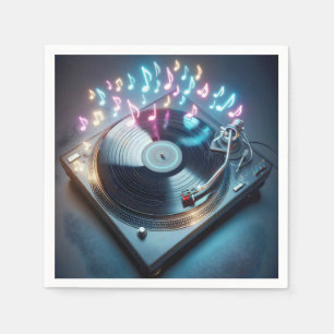 Servilleta De Papel Stereo Turntable Con Notas Del Neon