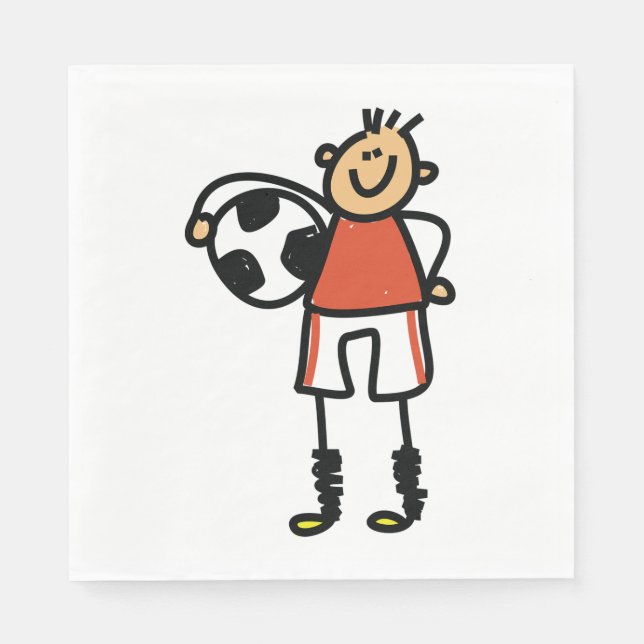 Servilleta De Papel Stick Figure Soccer Boy Football Player (Anverso)