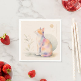 Servilleta De Papel Stille Katze im Mondlicht