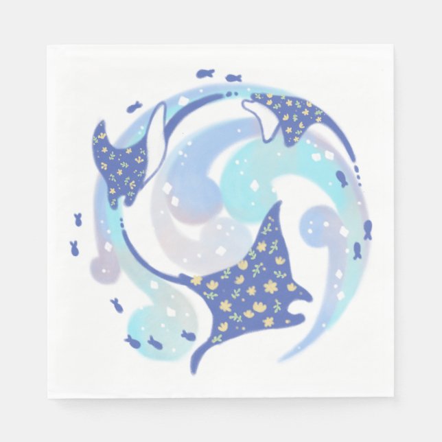 Servilleta De Papel Stingray en el Ilustracion oceánico (Anverso)