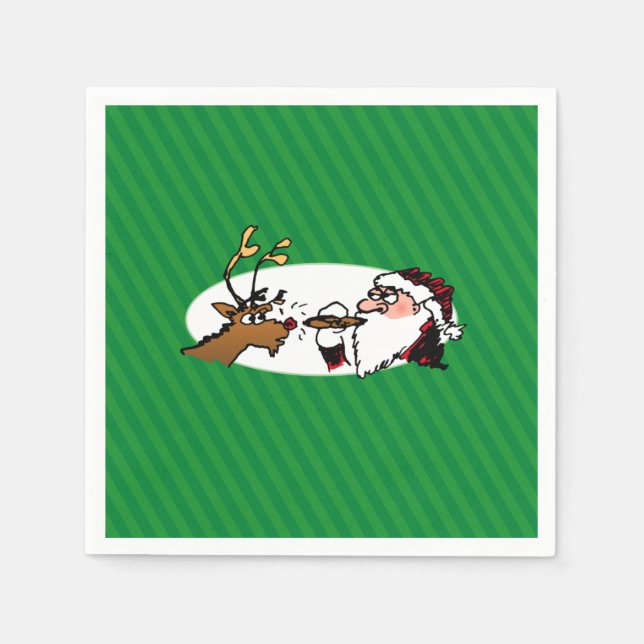 Servilleta De Papel Stogie Smoking Santa Funny Green Stripe Navidades (Anverso)