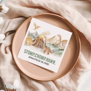 Servilleta De Papel Stomp Chomp Rawr Boy Dinosaur Primer Fiesta de cum
