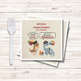 Servilleta De Papel Stomp Chomp Roar Pirate Dinosaur Twin Boy Cumpleañ