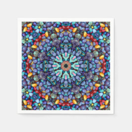 Servilleta De Papel Stonder Vintage Blue Fractal Kaleidoscope