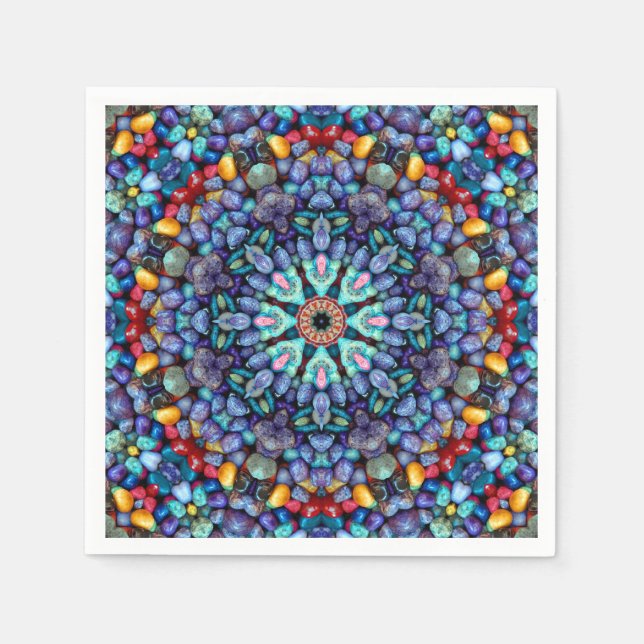 Servilleta De Papel Stonder Vintage Blue Fractal Kaleidoscope (Anverso)