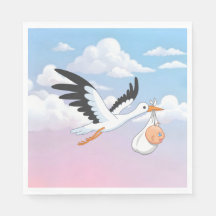 Stork Carrying a Baby Cloudy Sky