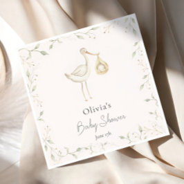 Servilleta De Papel Stork Greenery Baby Shower