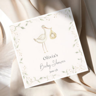 Servilleta De Papel Stork Greenery Baby Shower