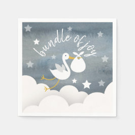 Servilleta De Papel Stork White Bundle Stars Watercolor Baby Shower