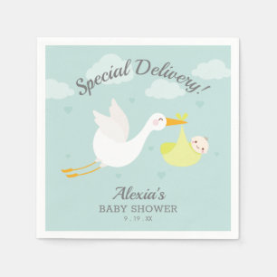 Servilleta De Papel Stork Yellow Baby Bundle Baby Shower