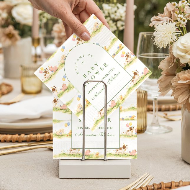Servilleta De Papel Storybook Farm Animals Pastel Baby Shower (Subido por el creador)
