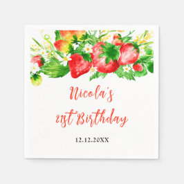 Servilleta De Papel Strawberries and Daisies Birthday