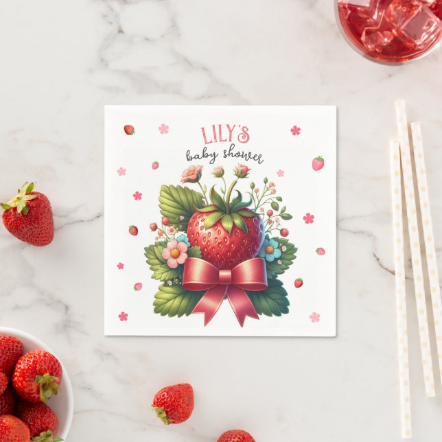 Servilleta De Papel Strawberry Baby Shower | Berry Sweet (In situ)