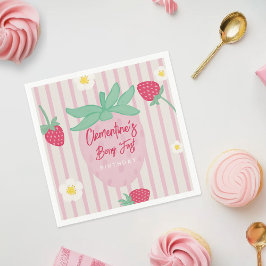 Servilleta De Papel Strawberry Berry First Birthday Paper Napkins