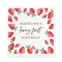 Strawberry Berry Primer Chica Primera Napkins de C